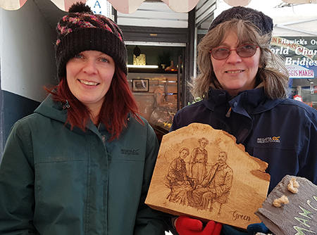 Handmade wooden plaques with personalised portrait burnt on